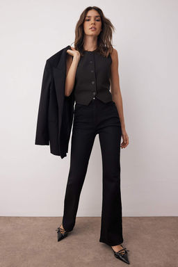 Siyah Normal Bel Comfort Flare Jeans TWOAW26JE00049