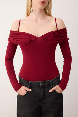 Siyah Carmen Yaka Orme Body TPRAW26BD00022 - Trendyolmilla фото 8