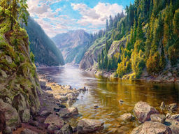 Вышивка крестиком 40х50см, Река си горы