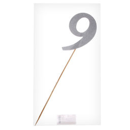 Цена за 7 шт. Топпер в торт 9, цвет серебро - Страна карнавалия фото 3