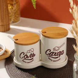 Банки для хранения соли и сахара «Жить вкусно», 400 мл, 250 мл, 2 шт.