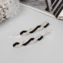 Цена за 2 шт. Невидимки для волос «Кэли», набор 2 шт., грация, 6 см, серебро