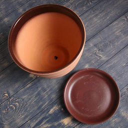 Горшок для цветов «Кружево», 5 л, d=23 см, h=21 см, керамика, с поддоном, коричневый