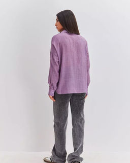 K11779 Рубашка марлевка OVER SIZE ФИОЛЕТОВЫЙ