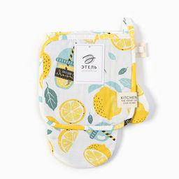 Набор кух. Этель Лимонад: варежка 20х28 см, прихватка 19х19 см, 80% хл, 20% пэ  фото 5