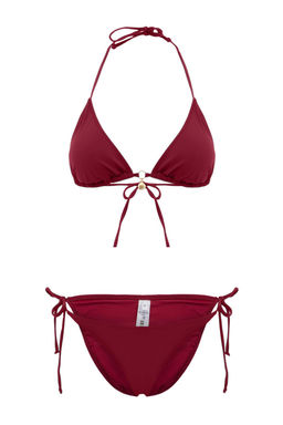Bordo Ucgen Kapl? Charm Aksesuarl? Normal Bel Regular Bikini Tak?m? TBESS26BT00078