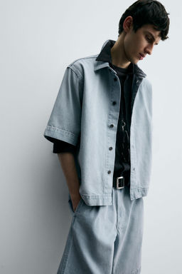 SHORT SLEEVE DENIM SHIRT - Zara фото 6