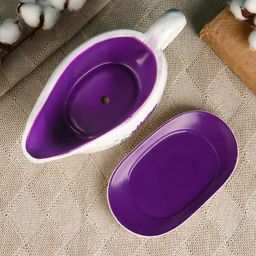 Горшок для цветов в форме кувшина «Агнес: лаванда» керамический, с поддоном, 1.1 л, 25×11×11 см, бело-фиолетовый