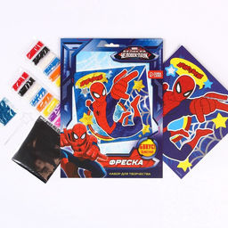 Фреска песком с блёстками «Человек-паук», 9 цветов