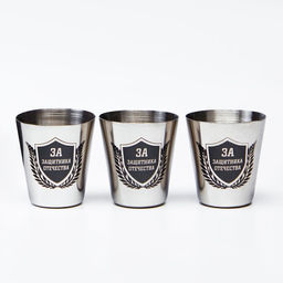 Стопки в чехле За защитника отечества: нержавеющая сталь, набор 3 шт. ? 30 мл