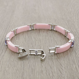 Браслет Лилу из розовой керамики с Александритом покрытие светлый металл - Agat77 фото 2