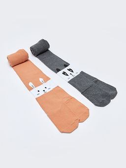 Desenli K?z ?ocuk K?lotlu ?orap 2li