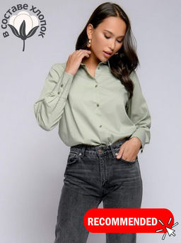 Рубашка фисташкового цвета удлиненная - 1001dress фото 5