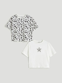 Bisiklet Yaka K?z ?ocuk Ti??rt 2li