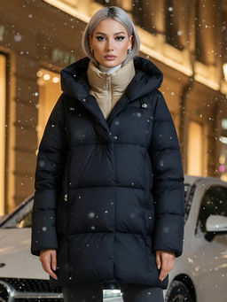 Куртка двубортная женская зимняя с капюшоном черного цвета 7736Ch Бренд: Visdeer  фото 26