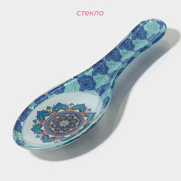 Цена за 2 шт. Подставка под ложку Доляна «Анха», 21.5×7.7 см, стекло, голубая