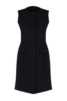 Siyah Cep Detayl? Mini Dokuma Ceket Elbise TWOSS24EL00451 - Trendyolmilla фото 7