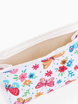 Цена за 3 шт. Косметичка на молнии, треугольная, маленькая, с принтом, белая/розовая