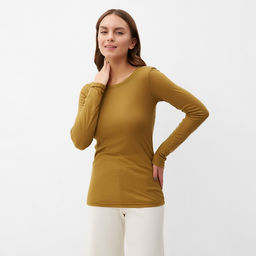 Лонгслив женский KAFTAN: Basic line, тёмно-оливковый, размер 44-46