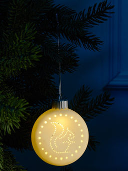 Ёлочный шар Белка, 8.73.19.8 см, 1 LED, от батареек LR443, свечение тёплое белое