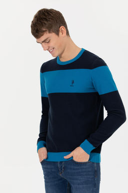 U. S. Polo Assn Мужской темно-синий трикотажный свитер с круглым вырезом - U.s. polo assn фото 3