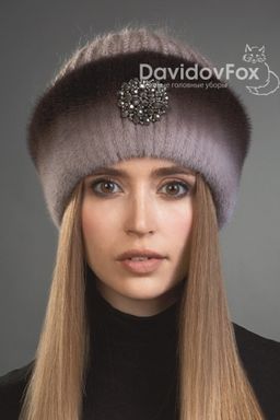 шапка Адель норка трикотаж капучино градэ украшение