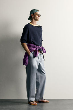 PANTAL?N CHINO LAVADO RELAXED FIT / Celeste lavado - Zara фото 4