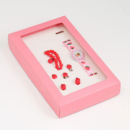 Детский подарочный набор для девочек 7 в 1: наручные часы, браслет, кольцо, 2 резинки, клипсы 718294 - Simaland фото 3