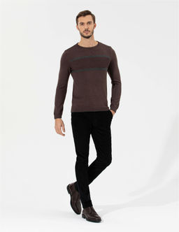 A__k Kahverengi Slim Fit Bisiklet Yaka Triko Kazak - Pierre cardin фото 4