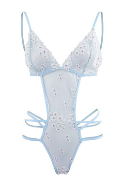 Mavi Tul Cicekli Fitted Kaps?z Body THMSS26BD00015