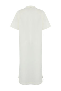 Trendyolmilla Fusya Maxi Dokuma %100 Pamuk Nak?sl? Plaj Elbisesi TBESS25EL00026  фото 17