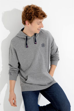 U. S. Polo Assn Мужская серая меланжевая толстовка оверсайз с капюшоном - U.s. polo assn фото 10