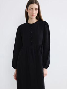 Bisiklet Yaka B?zg?l? M?slin Elbise