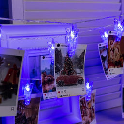Гирлянда-нить, 4.5 м с насадками Прищепки, IP20, прозрачная нить, 20 LED, свечение синее, 220 В - Luazon lighting фото 2