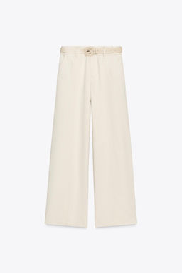 WIDE-LEG TROUSERS WITH BELT - Zara фото 6