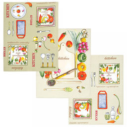 Полотенце кухонное рогожка 48х62см "Кухня", 171г/м2, хлопок 100%, комплект 3шт, "Домашняя мода" (Россия)