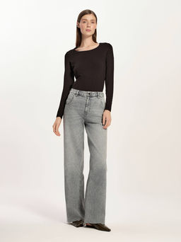 CONTE CON-785 Джинсы wide leg ULTRA-LONG серого цвета c необработанным краем grey
