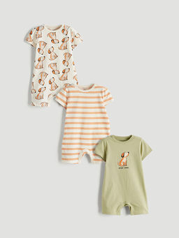 Bisiklet Yaka Bask?l? Erkek Bebek Penye Tulum 3l?