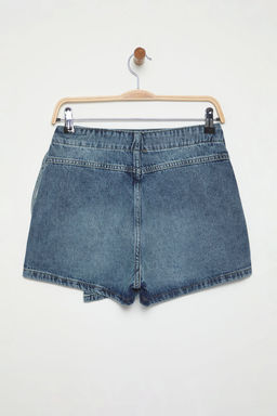 Trendyolmilla Mavi Kruvaze Baglama Detayl? Normal Bel Denim Sort Etek TWOSS25SR00182  фото 7