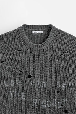 PRINTED RIPPED EFFECT SWEATER - Zara фото 9