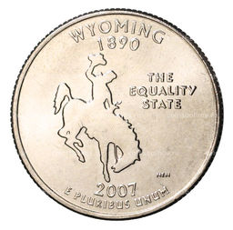 Монета 25 центов (1/4 доллара) 2007 года D США Штаты и территории  Вайоминг