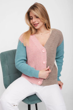 ЗЛАТА Жакет В 1554/мятно-розовый микс