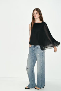 BLUSA COMBINADA CAPA / Negro - Zara фото 3