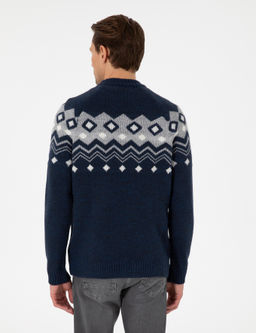 Lacivert Slim Fit Yar_m Bal_k__ Yaka Triko Kazak - Pierre cardin фото 5