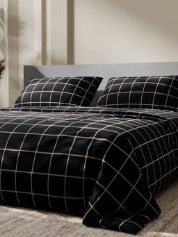 Постельное бельё Этель 1,5 сп Клетка цвет чёрный 143х215, 150х214, 50х70см-2 шт, бязь, 125г/м2  фото 7