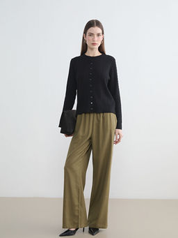 Bisiklet Yaka Kendinden Desenli Kad?n Triko H?rka