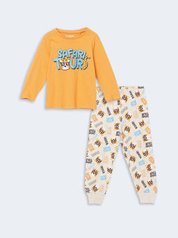 Bisiklet Yaka Bask?l? Erkek ?ocuk Pijama Tak?m