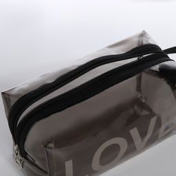 Косметичка ПВХ L-б/н LOVE, 19*8*11, отд на молнии, черный - Simaland фото 3