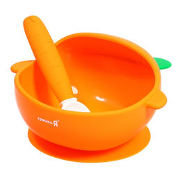 Набор для кормления, миска и ложка, пищевой силикон, оранжевый