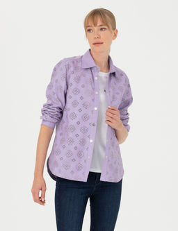 Eflatun Comfort Fit Uzun Kollu G_mlek